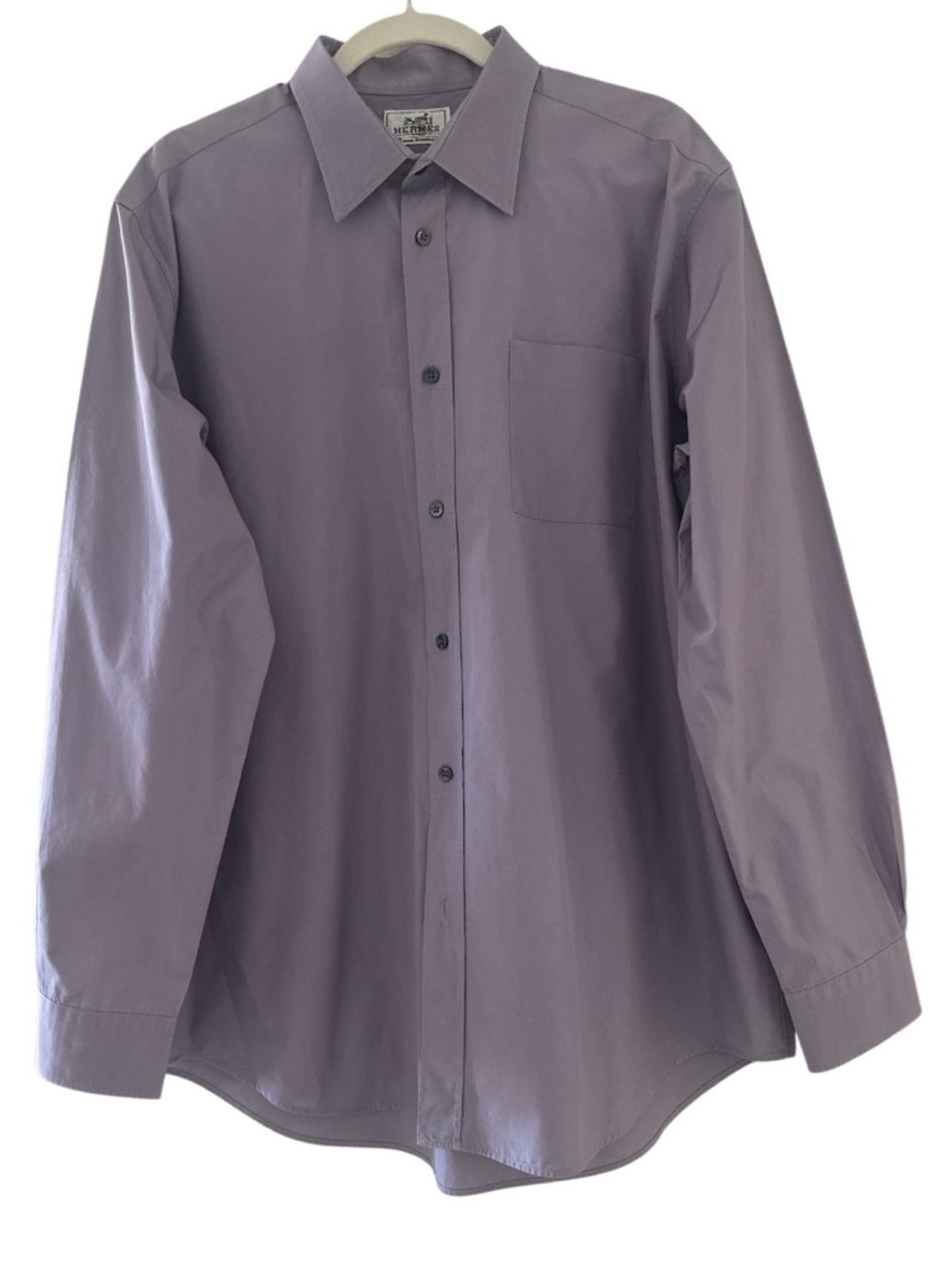 Hermes Men's Lavender Dress Shirt - Classic Long Sleeve Cotton Size 17/43